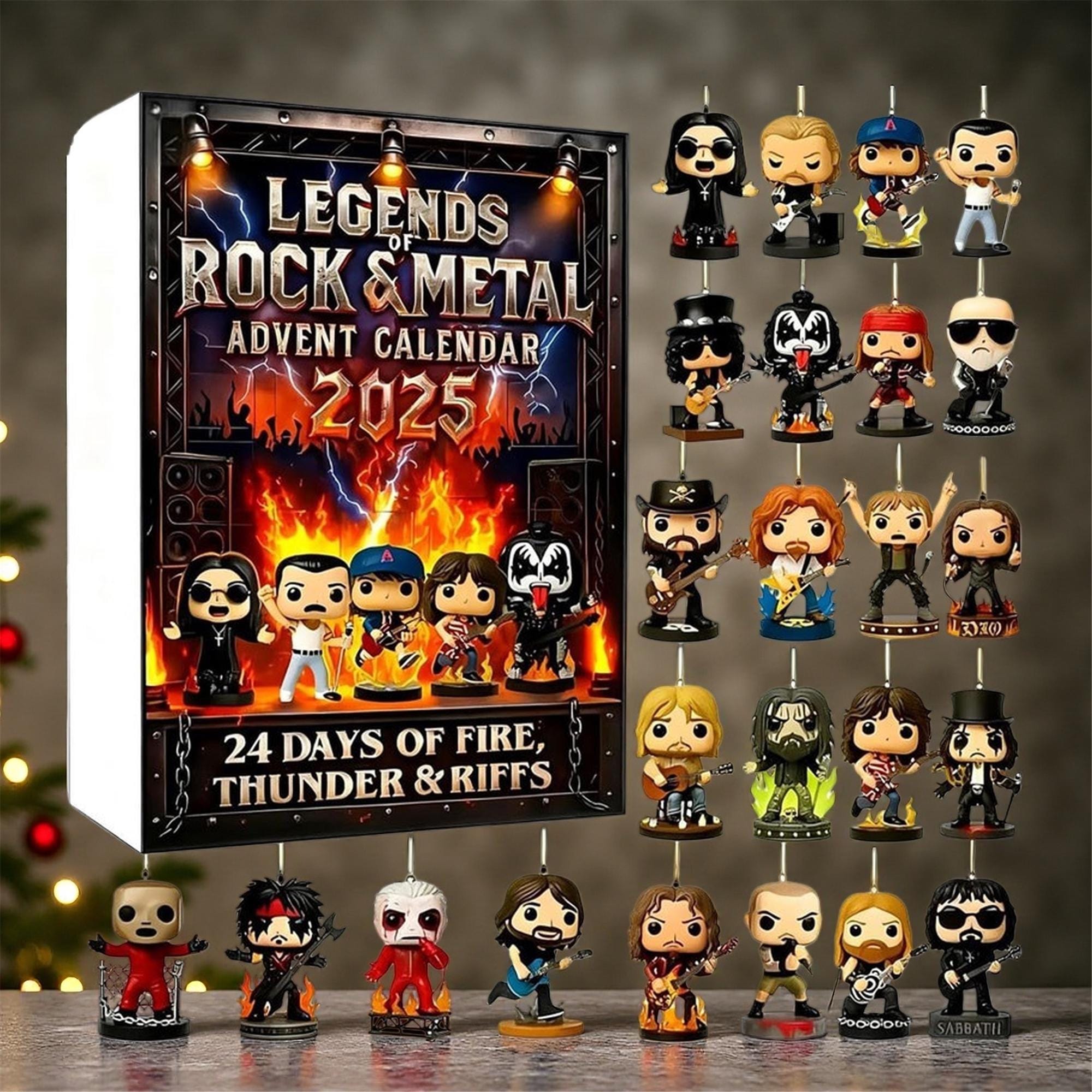 Legends Of Rock & Metal Adventskalender Heavy Metal 2025, 24 Tage Countdown-Kalender Mit 2D Ikonischen Musikfiguren Sammlerstücke, Geeignet Für