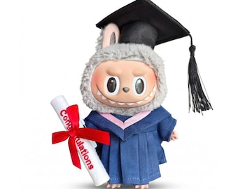 Labubu Graduation Outfit Set Clothes Cap Gown Diploma Labubu Doll Accessories Custom Name