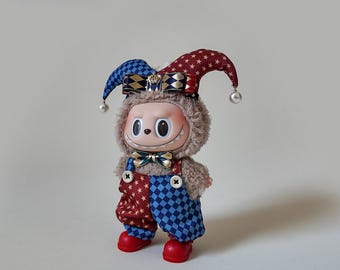 Conjunto de ropa de payaso y Joker para muñeco de vinilo Labubu de 17 cm. Conjunto de bufón "¿Por qué tan serio?"