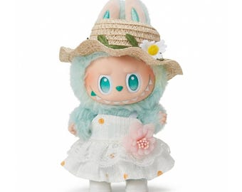 17cm Doll Outfit Set Floral Headband White Dress Handmade Clothes for Mini Doll Princess Gown