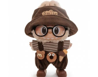 Conjunto de ropa vintage de osito de peluche Labubu para coleccionistas