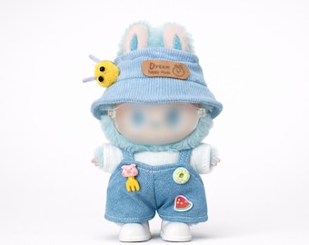17cm Doll Outfit Dress Colorful Knit Top & Denim Pants Cute Mini Figure Clothes Kawaii Style Doll Outfit Gift For Her