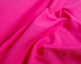 Tela de muselina, rosa liso - doble gasa de algodón, suave y transpirable, tela de verano para ropa y bebés.
