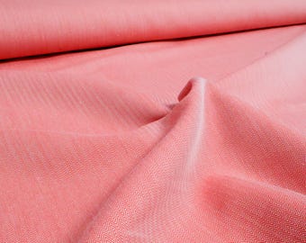 Tela de popelina de algodón, rosa liso con textura de espiga - tejido de algodón ligero, para vestidos, pantalones, blusas, tela de verano