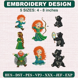 Brave Embroidery Design, Clean Modern Character Pattern (Digital Download)