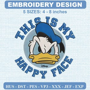 Söt Disney Kalle Anka broderi, Disney Kalle Anka karaktär maskinbroderidesign, PES DST JEF VP3 digital nedladdning