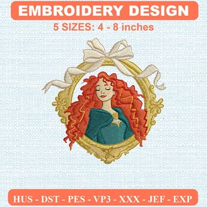Disney Brave Machine Embroidery Pattern, Retro Floral Design for Apparel, PES DST JEF VP3 Digital Download