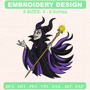 Disney Maleficent Minnie Stickmuster, Disney Maleficent Minnie Stickvorlage für Bekleidung, Digitaler Download (DST/PES)