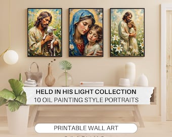 Katolsk väggkonstpaket | 10 oljemålningar med Jesus Maria (digital nedladdning)