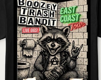 Betrunkenes Waschbär-T-Shirt | Viral Trash Panda Meme | Spirituosengeschäft Badezimmer Waschbär | Boozey Trash Bandit Tour Poster