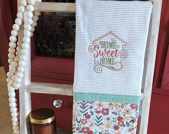 Home Sweet Home Kitchen Towel, Farmhouse Dish Towel, Decorative Tea Towel, Housewarming Gift, Rustic Kitchen Decor, Neutral Home Decor