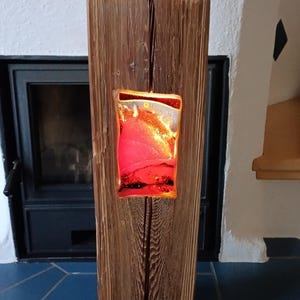 Dekosäule, Altholz, Glas, Deko, Handarbeit, Unikat, rustikal, LED, Licht, Batterie, Timer