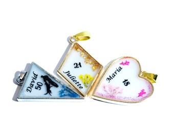 Personalized Milestone Custom Age & Name Necklace 18th 21st 30th 50th Birthday | Resin Flower Pendant