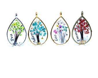 First Haircut Keepsake Necklace, Resin Tree of Life Pendant, Personalized New Mom Gift