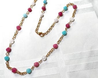 Mixed Multicolor Faceted Gemstone and Crystal Necklace