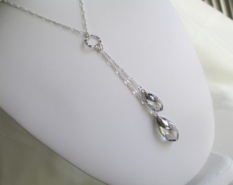 Sparkling Crystal Double Pendant Necklace