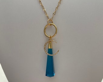 Bright Blue Drop Pendant Necklace