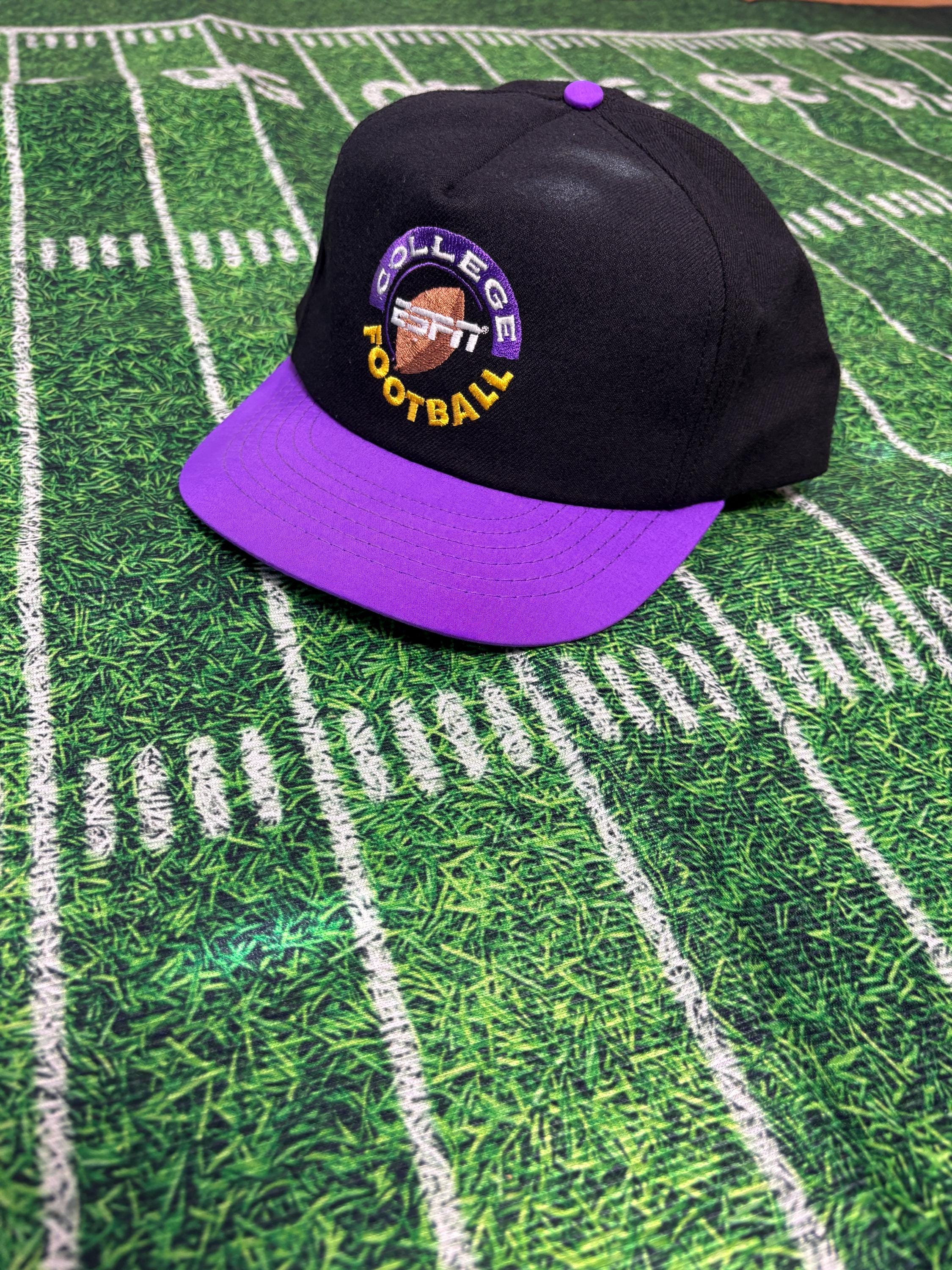 Espn Hat Design Vintage ESPN College Football Hat Black Purple Snapback 90s Gameday Cap ...