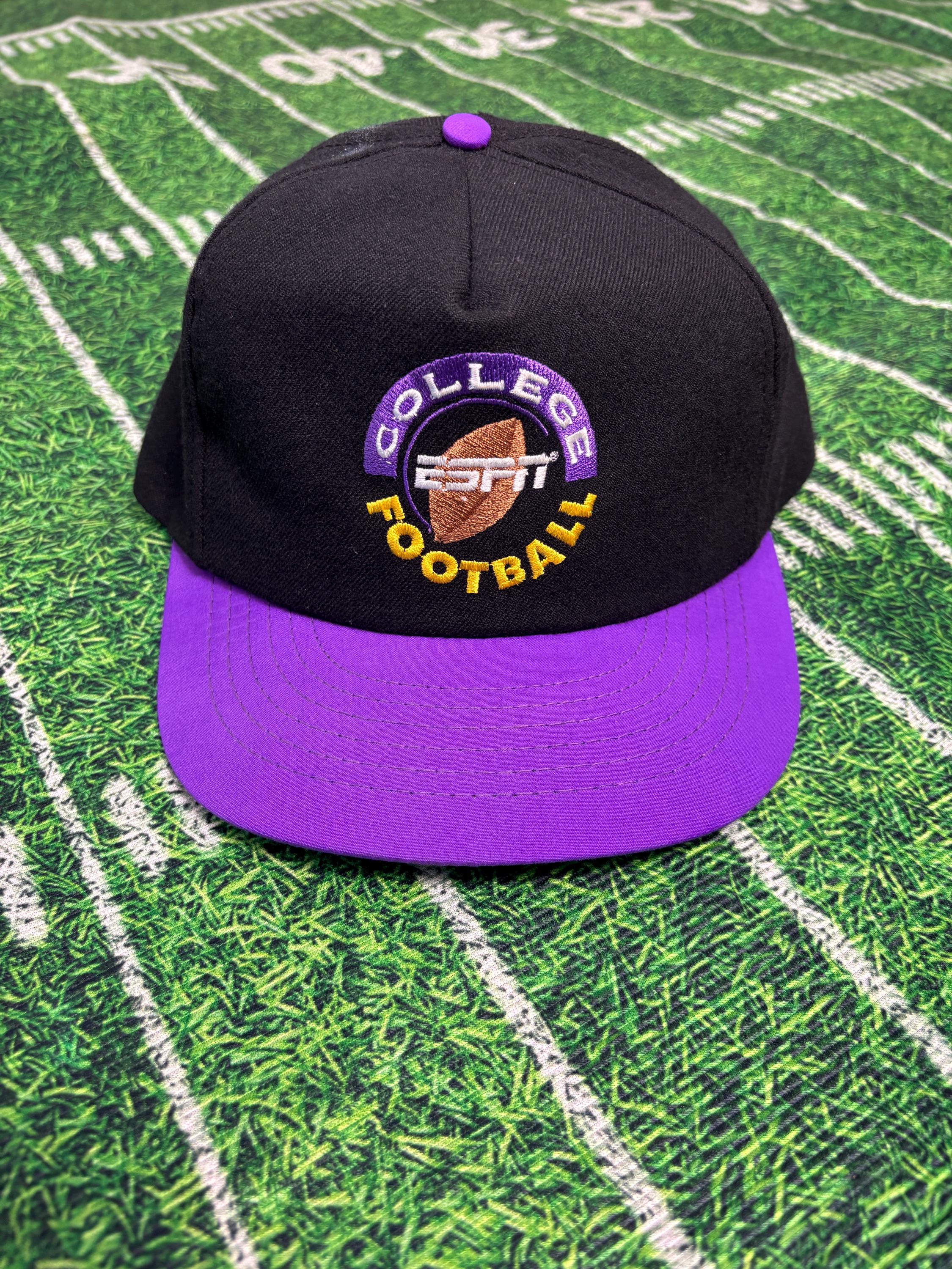 Espn Hat Design Vintage ESPN College Football Hat Black Purple Snapback 90s Gameday Cap ...
