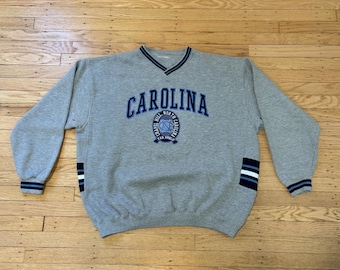 Vintage UNC Tar Heels V-Neck Sweatshirt | 90s Lee Sport Embroidered Carolina Apparel