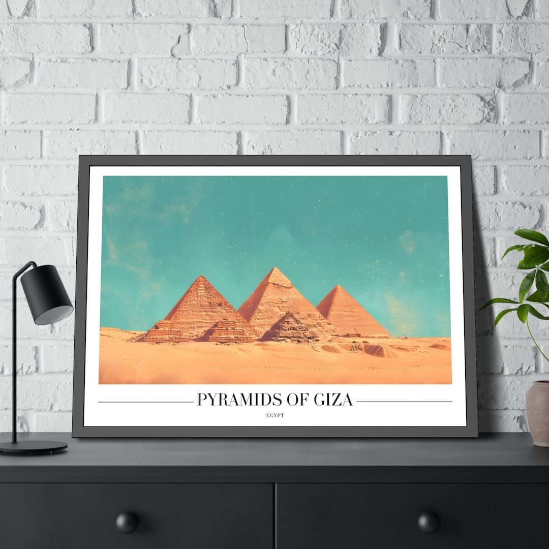 Pyramids of Giza Poster, Egypt Travel Print, Desert Landscape Wall Art ...