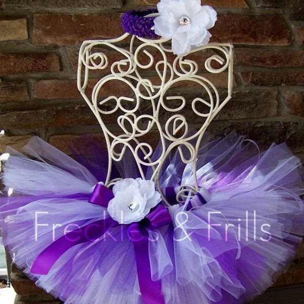 Last One - PURPLICIOUS BLING - Includes GLITTER Tutu w/free Matching Flower Headband - You Choose - Sizes 0 3 6 9 12 24 Only One Left