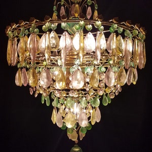 Crystal Chandelier Lighting, Colored Opalescent Wedding Cake, 26h. x 19.5 w., One of a Kind, Layaway Available image 8