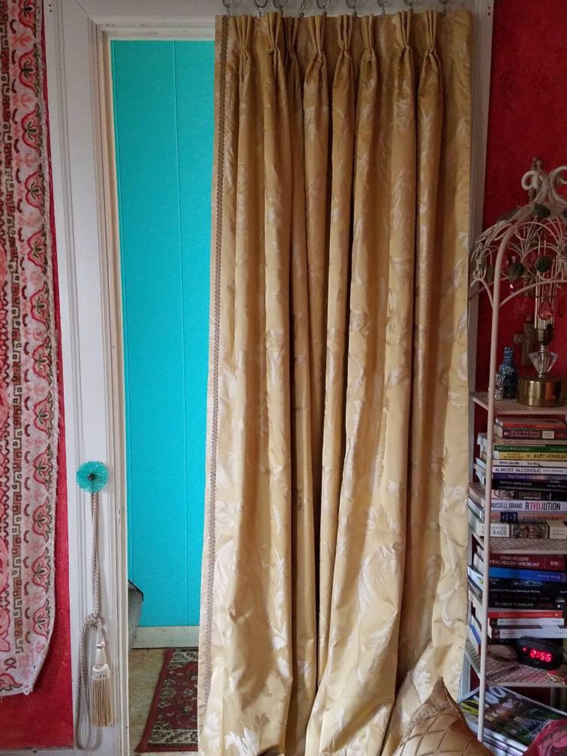 Silk Brocade Curtains Oversized Pair Excellent Condition Etsy