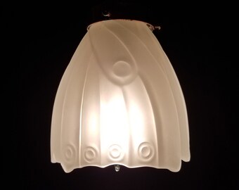 Vintage Pendant Lamp, Art Nouveau Butterfly Wing Design, 7"h. x 5"w. with 2.5 fitter, Two Available