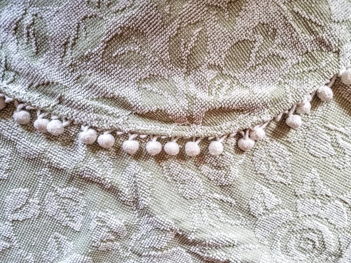 Cotton Chenille Bedspread Sage Green and White Hobnail Rose Etsy