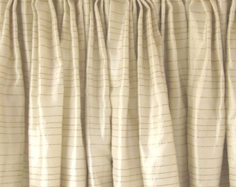 Curtain Pair, Vintage Silk Dupioni with Tassel Trim, Mad Men Cream and Metallic Gold, Extra Wide at 128" w. at bottom x 50" long