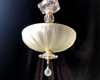 Vintage Art Deco Light with Crystal Accents,  10"w. x 15"h., Custom Colors Available