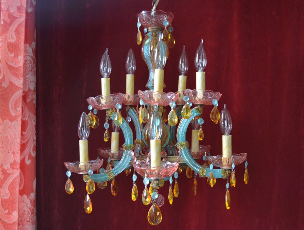 Colored Chandelier Lighting Crystal Carnival One Of A Kind Zoom
