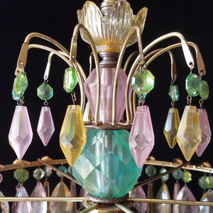 Crystal Chandelier Lighting, Colored Opalescent Wedding Cake, 26h. x 19.5 w., One of a Kind, Layaway Available image 6