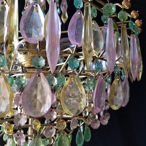 Crystal Chandelier Lighting, Colored Opalescent Wedding Cake, 26h. x 19.5 w., One of a Kind, Layaway Available image 4