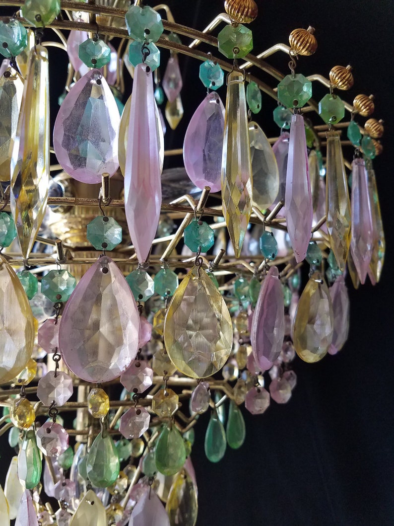 Crystal Chandelier Lighting, Colored Opalescent Wedding Cake, 26h. x 19.5 w., One of a Kind, Layaway Available image 4