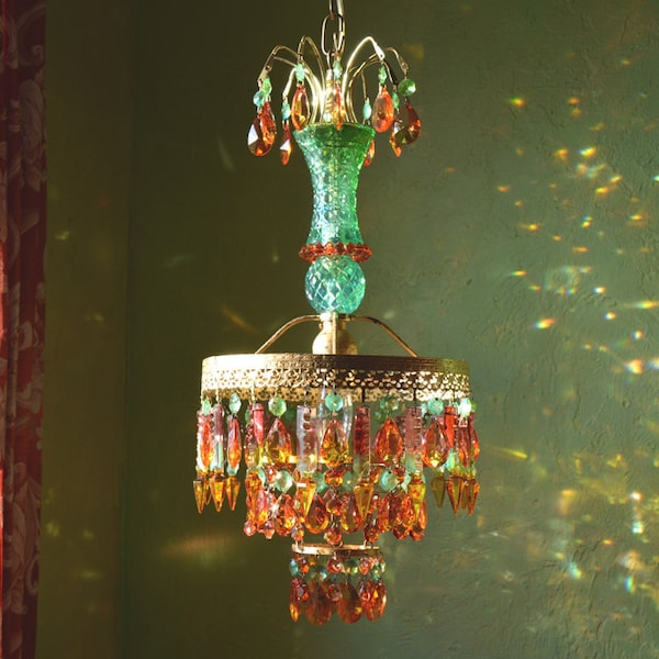Featured in Romantic Homes Magazine! Crystal Chandelier Lighting, Caribbean Gypsy Sunset , Layaway Available