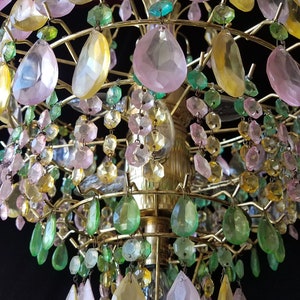 Crystal Chandelier Lighting, Colored Opalescent Wedding Cake, 26h. x 19.5 w., One of a Kind, Layaway Available image 5