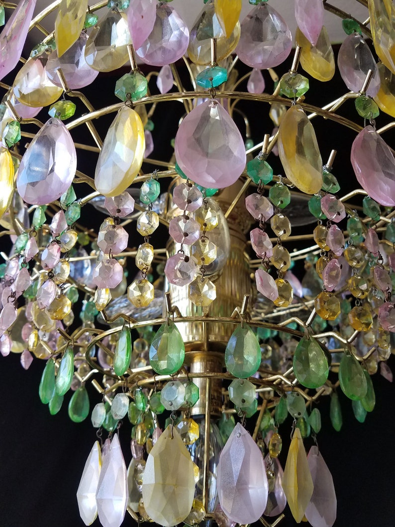 Crystal Chandelier Lighting, Colored Opalescent Wedding Cake, 26h. x 19.5 w., One of a Kind, Layaway Available image 5