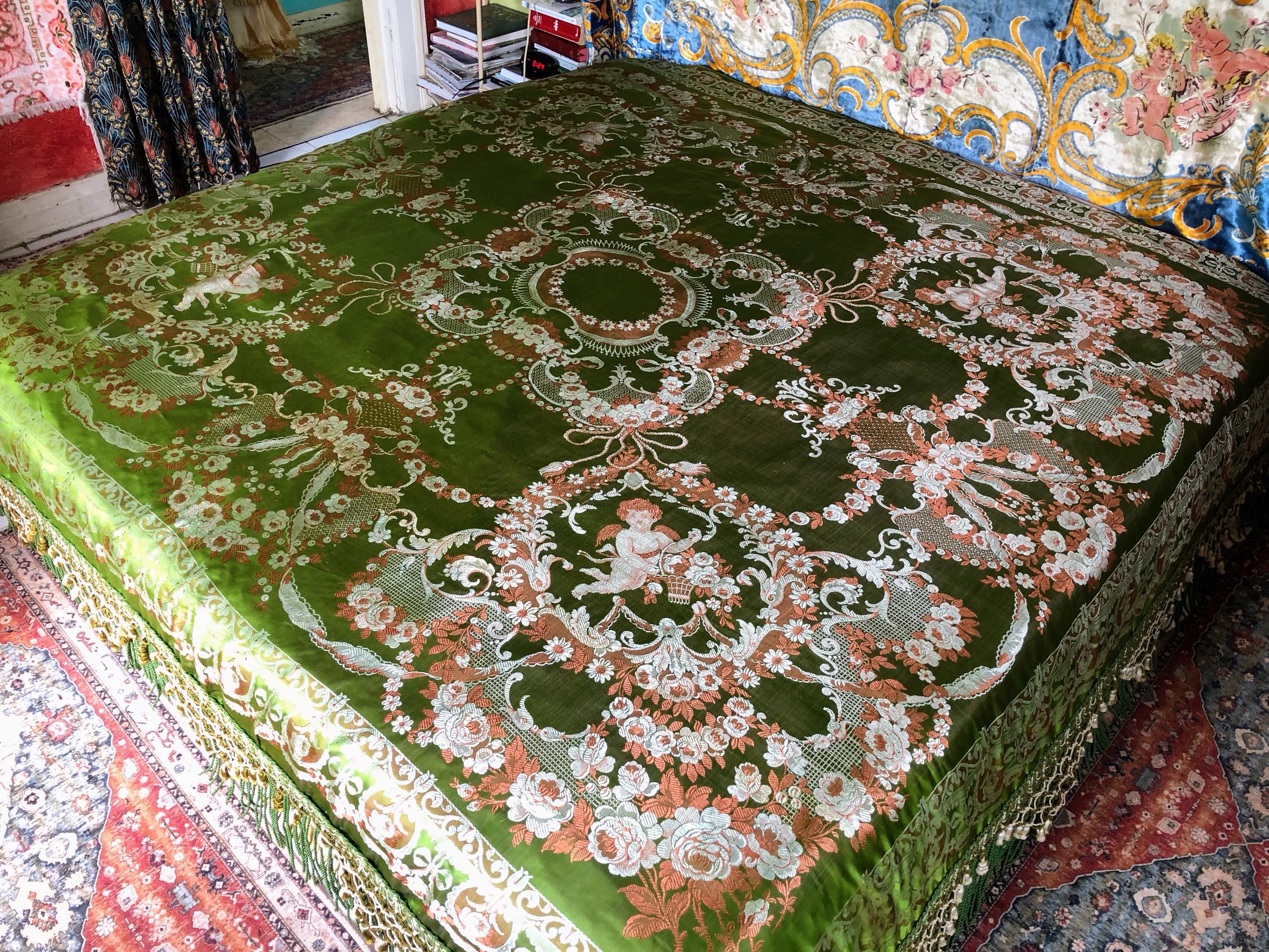 Copriletto Trapuntato In Cotone Broccato - Con Gonna A Volant E Pizzo, 200x220cm - Foto 6