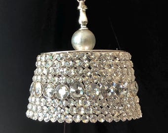 Pendant Lamp, Smoke Champagne Crystal, Oval, 12”h. X 10”w.