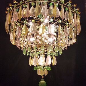 Crystal Chandelier Lighting, Colored Opalescent Wedding Cake, 26h. x 19.5 w., One of a Kind, Layaway Available image 9