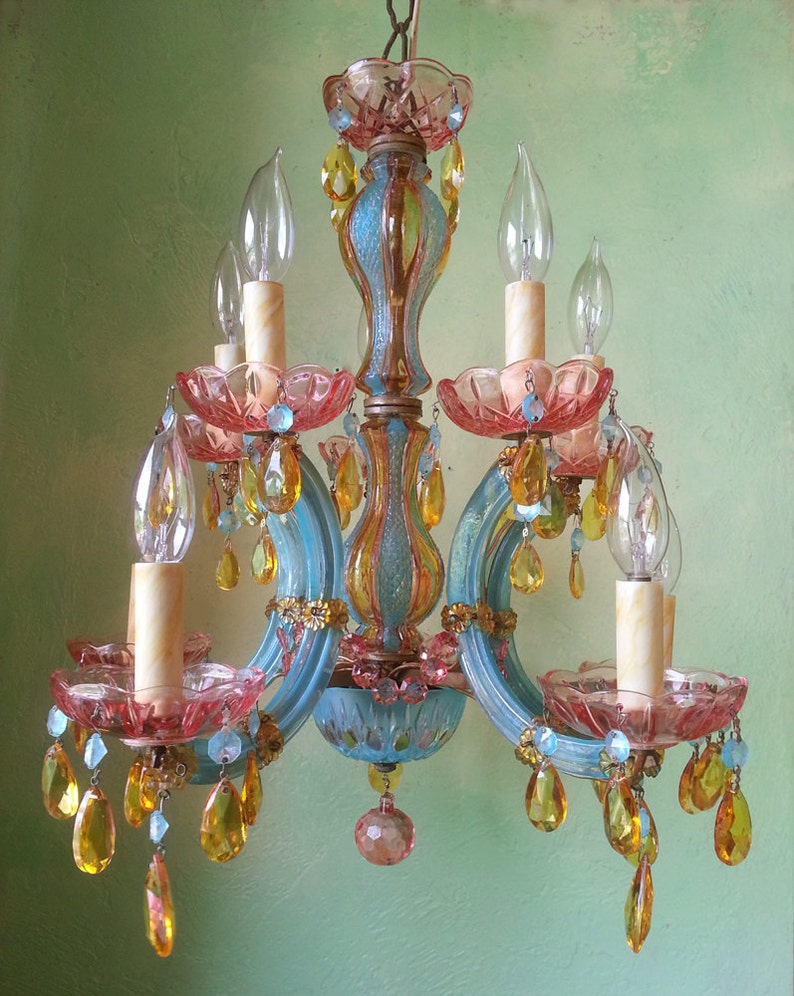 Colored Chandelier Lighting Crystal Carnival One of a Kind | Etsy