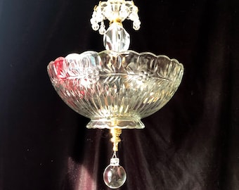 Vintage Art Deco Ceiling Light, Hand Made from Vintage Parts, Custom Colors Available, 10"w. x 16" h.
