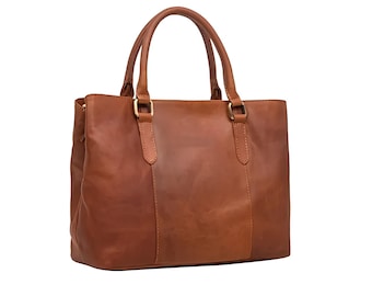Vintage Braune Lederne Handtasche, Handgemachte Alltagstasche