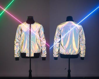 Reflective Rainbow Souvenir Jacket Streetwear Reflective Jacket