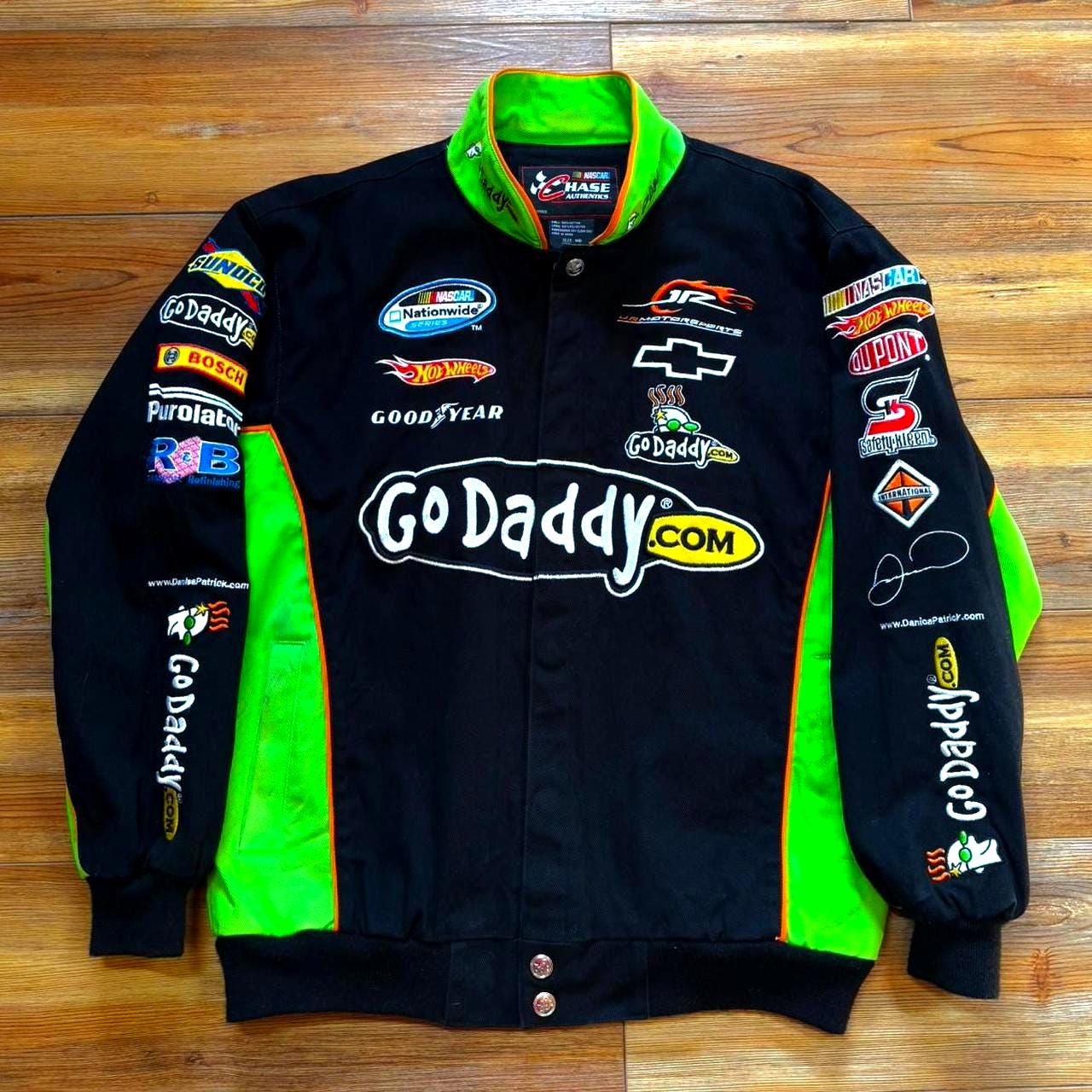 GoDaddy racing jacket レーシングジャケット Godaddy NASCAR Racing Jacket #7 Danica Patrick Style | Black Green