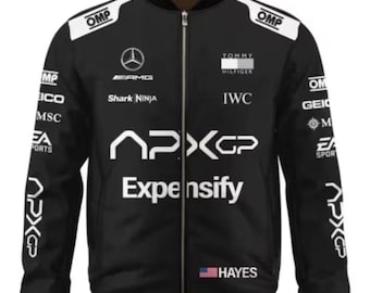 Giubbotto bomber Apx GP Racing / Giubbotto F1 Team in stile Mercedes per uomo e donna / Cappotto con stampa sponsor con maglietta e passamontagna gratuiti