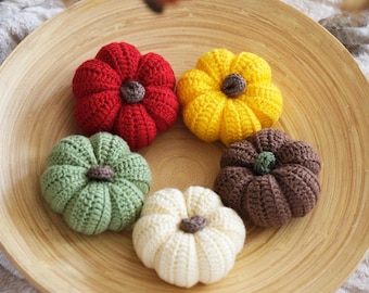 Mini Knit Pumpkins, Autumn Tiered Tray Decor, Farmhouse Tablescape, Thanksgiving Decor, Fall Pumpkin Decor