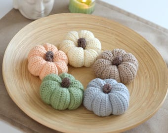Mini Knit Pumpkins, Fall Tiered Tray Decor, Cottagecore Farmhouse, Bowl Filler & Thanksgiving Centerpiece